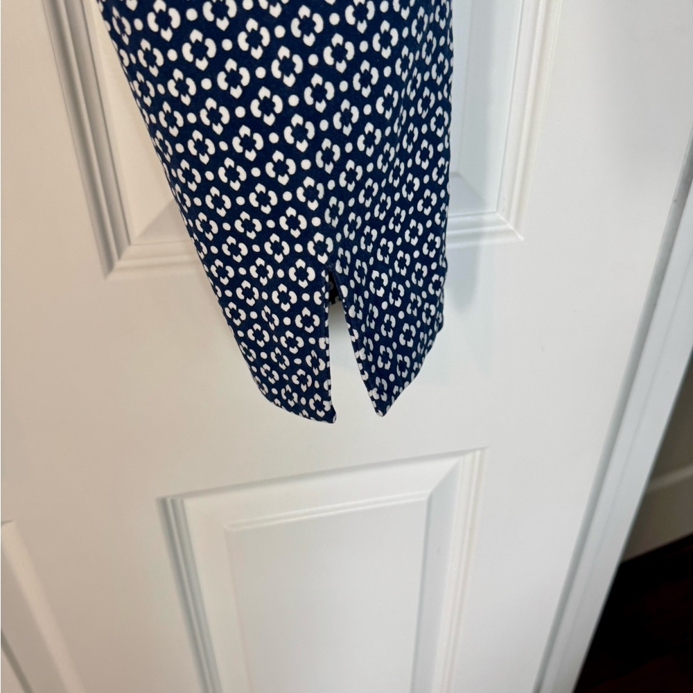 Talbots Navy and White Patterned Chatham Ankle Pants 12 - Picture 3 of 4